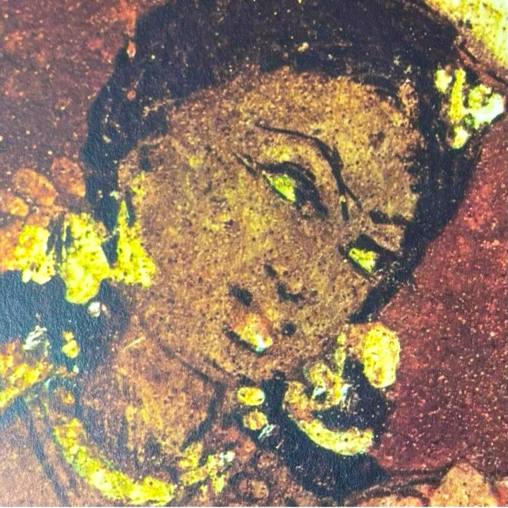 Original Antique Vintage Fine Art INDIA Print Poster Ajanta Caves Wall Painting
